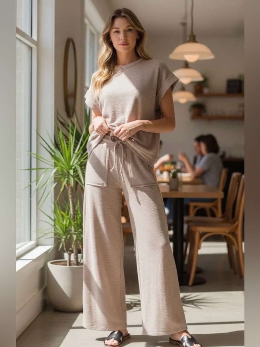 Zenana Soft Knit Lounge Set Size Medium - Picture 2 of 4